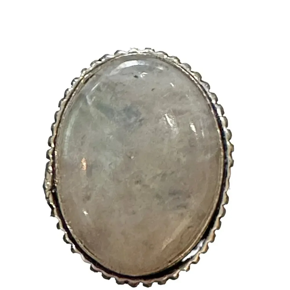 💕 Rainbow moonstone, gemstone silver plated ring stamped 925 size‎ 9 handmade - Picture 2 of 4